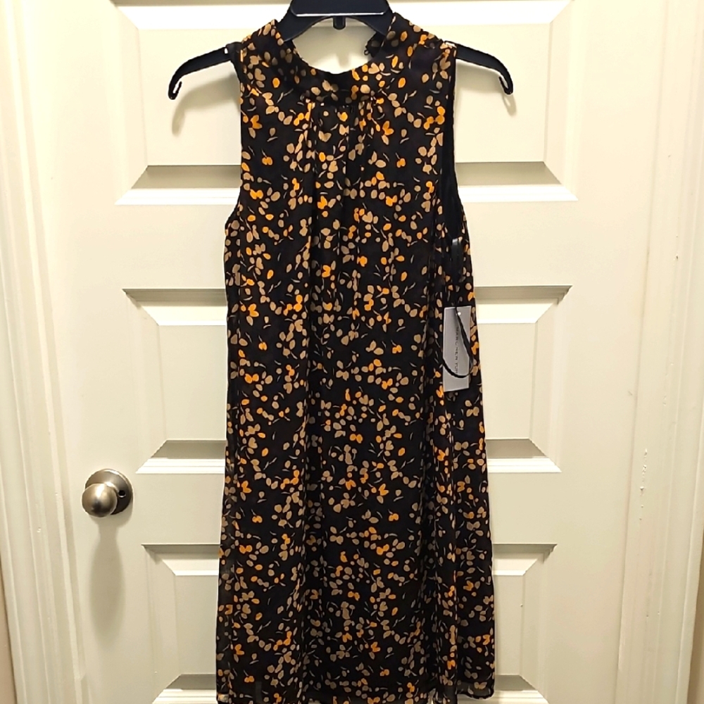Floral Sleeveless Black Dress